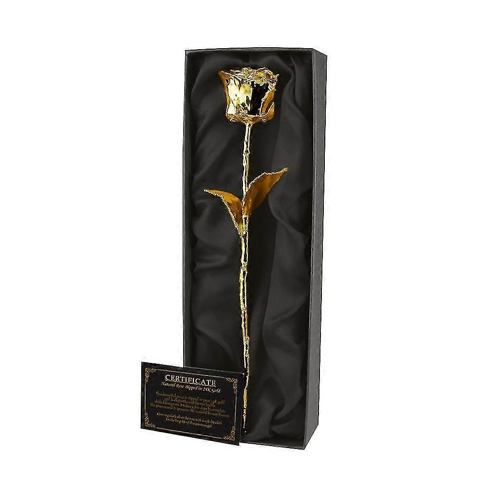 وردة الخلود المطلية بالذهب في صندوق هدايا