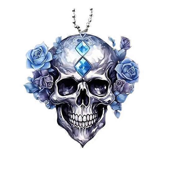 Auto Rearview Mirror Ornament Halloween Horror Skull Pendant Easy to Hang Realistic Shape Car
