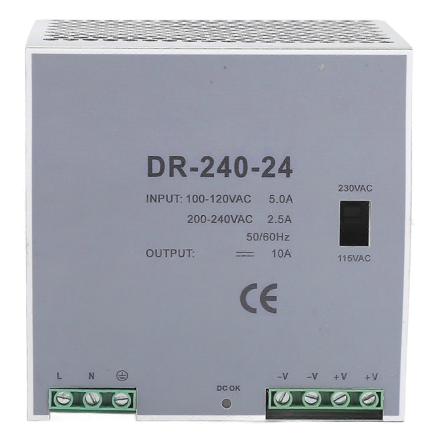 240W AC to DC Converter Transformer DIN Rail Switching Power Supply 100‑120V 200‑240V Overload Prote