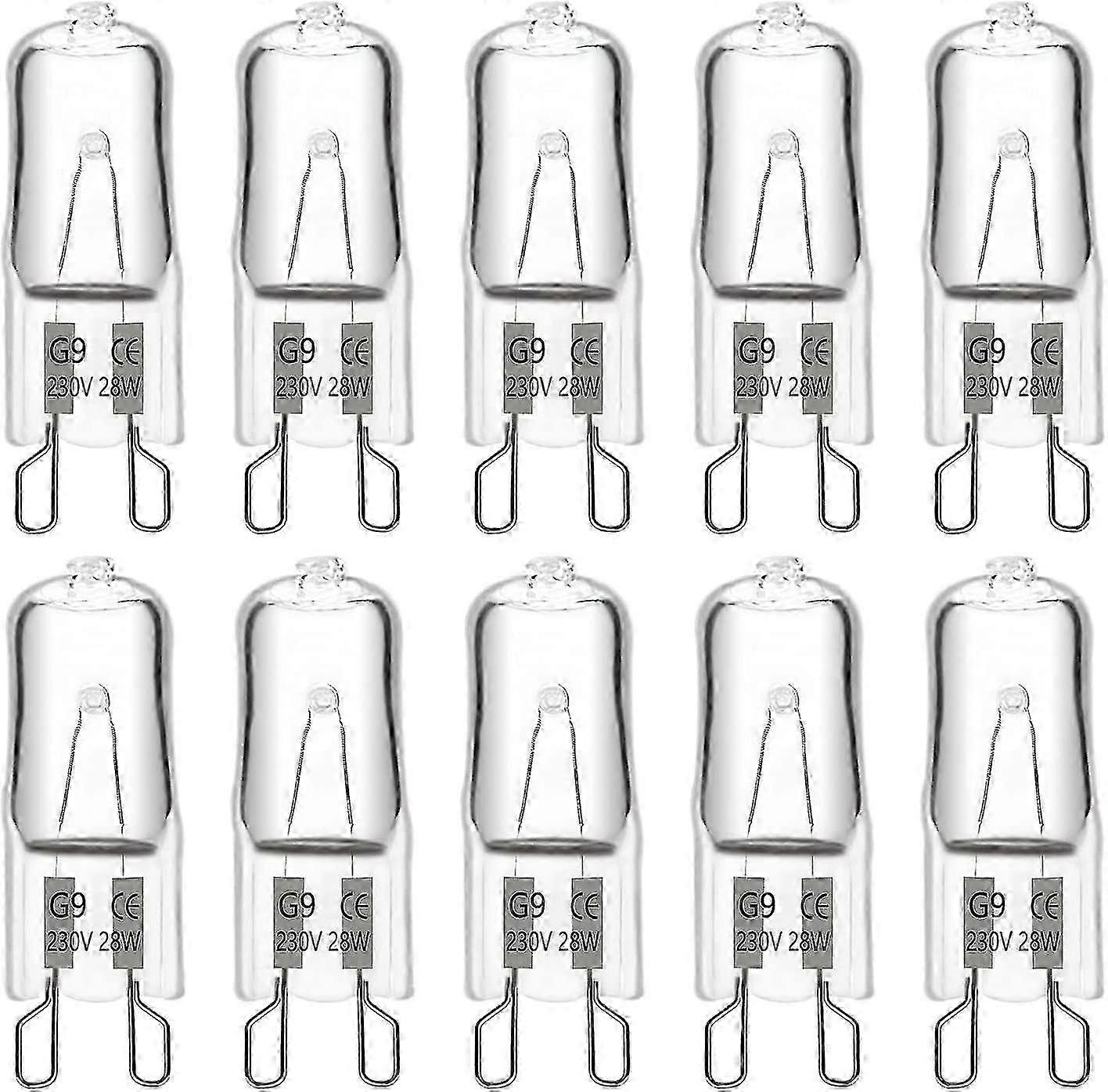 لمبة هالوجين G9 28 واط 230 فولت ، 370 لومن 2700 كيلو أبيض دافئ قابل للتعتيم ، لمبات كبسولة G9 ، حزمة من 10