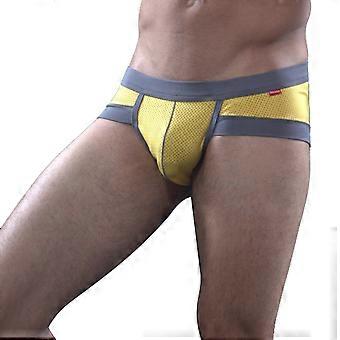 Bequem Dehnbar Männer Weiches Mesh Atmungsaktives Höschen Unterhose Unterwäsche Gelb M