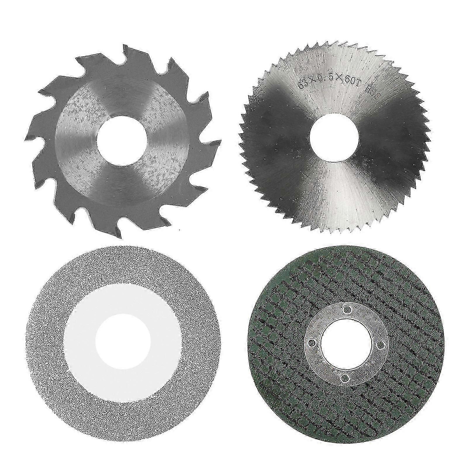 Sada listov reťazovej píly 4ks: 63mm živicový pílový list, 60mm šmirgľový pílový list, 63mm Hss pílový list, 63mm zliatinový pílový list