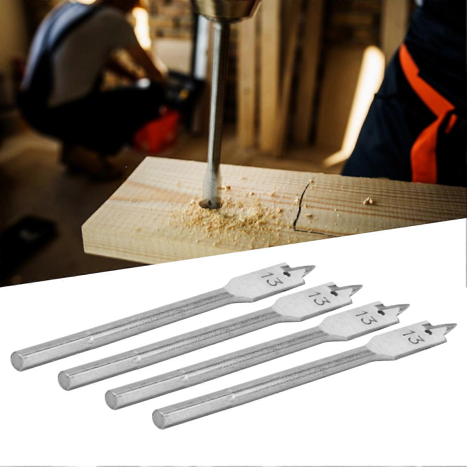 4Pcs Spade Drill Bit Set Paddle Flat Bits HighCarbon Steel Woodworking Hand Tools Hardware 13mm