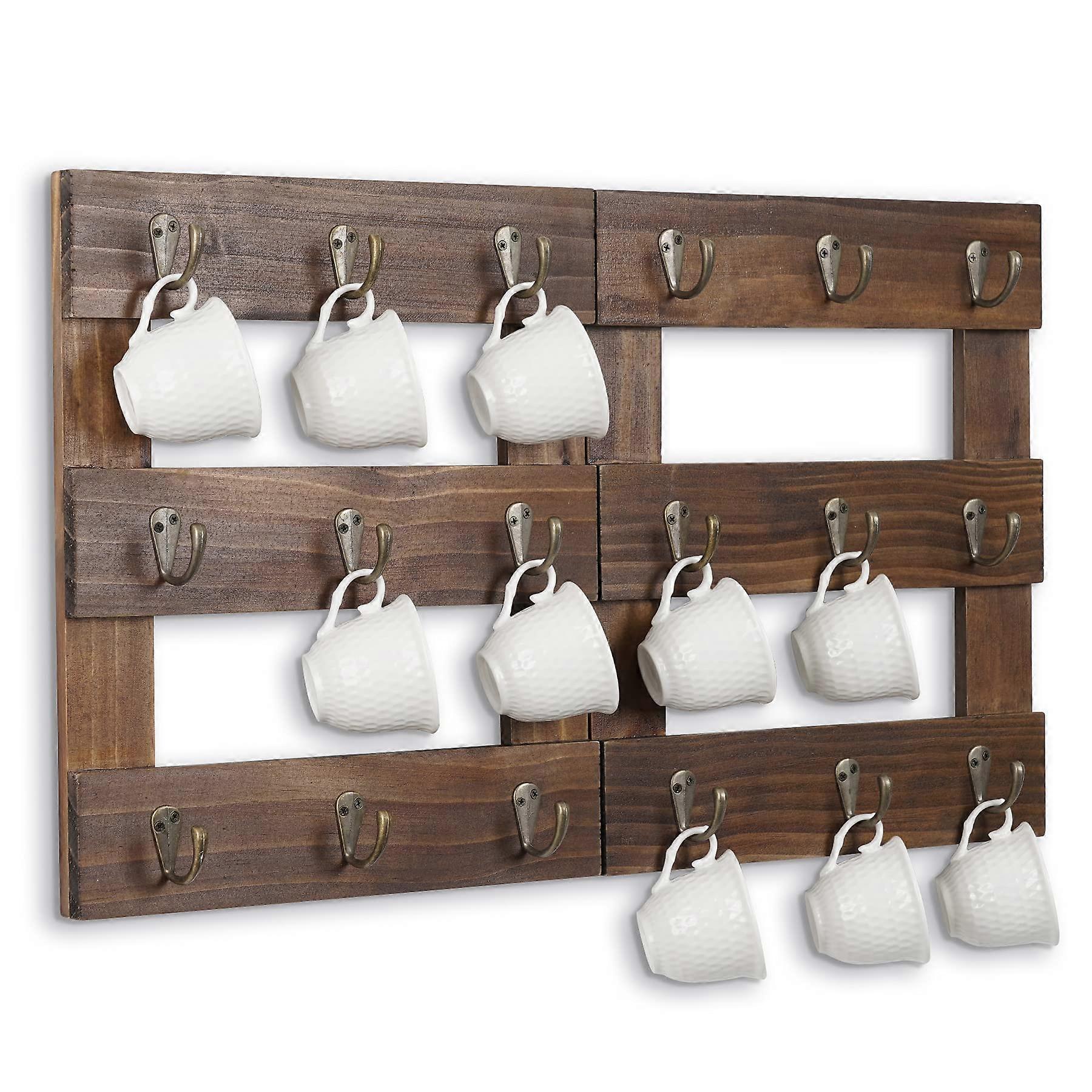 Foldable Wall-Mounted Coffee Mug Holder Stand with 18 Hooks for Kitchen Storage, Space-Saving Design, Durable Material