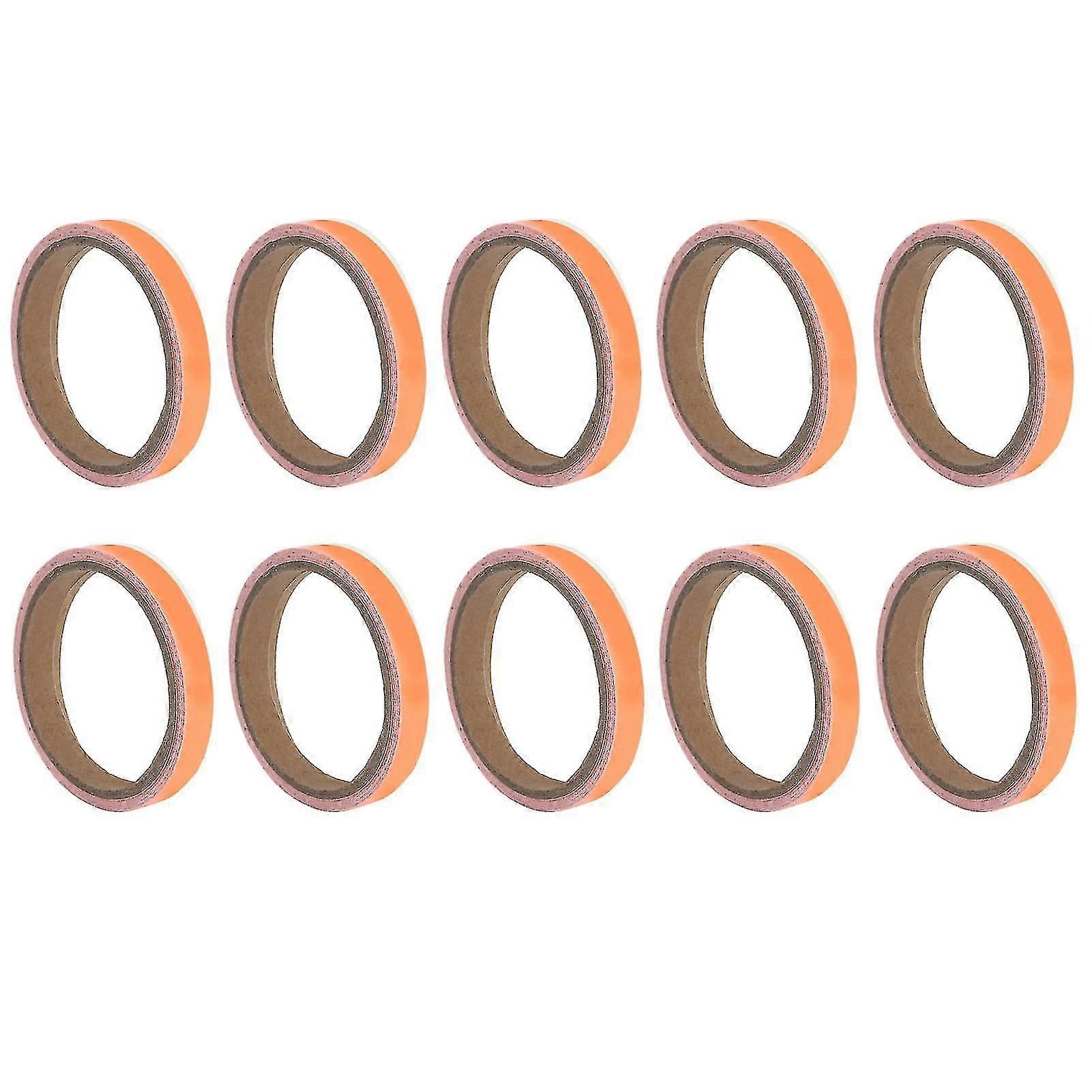 Luminous Tape 10Pcs - Self-Adhesive Fluorescent Sticker, Phosphorescent Non-Slip, Orangered, 1.2cmx3meter