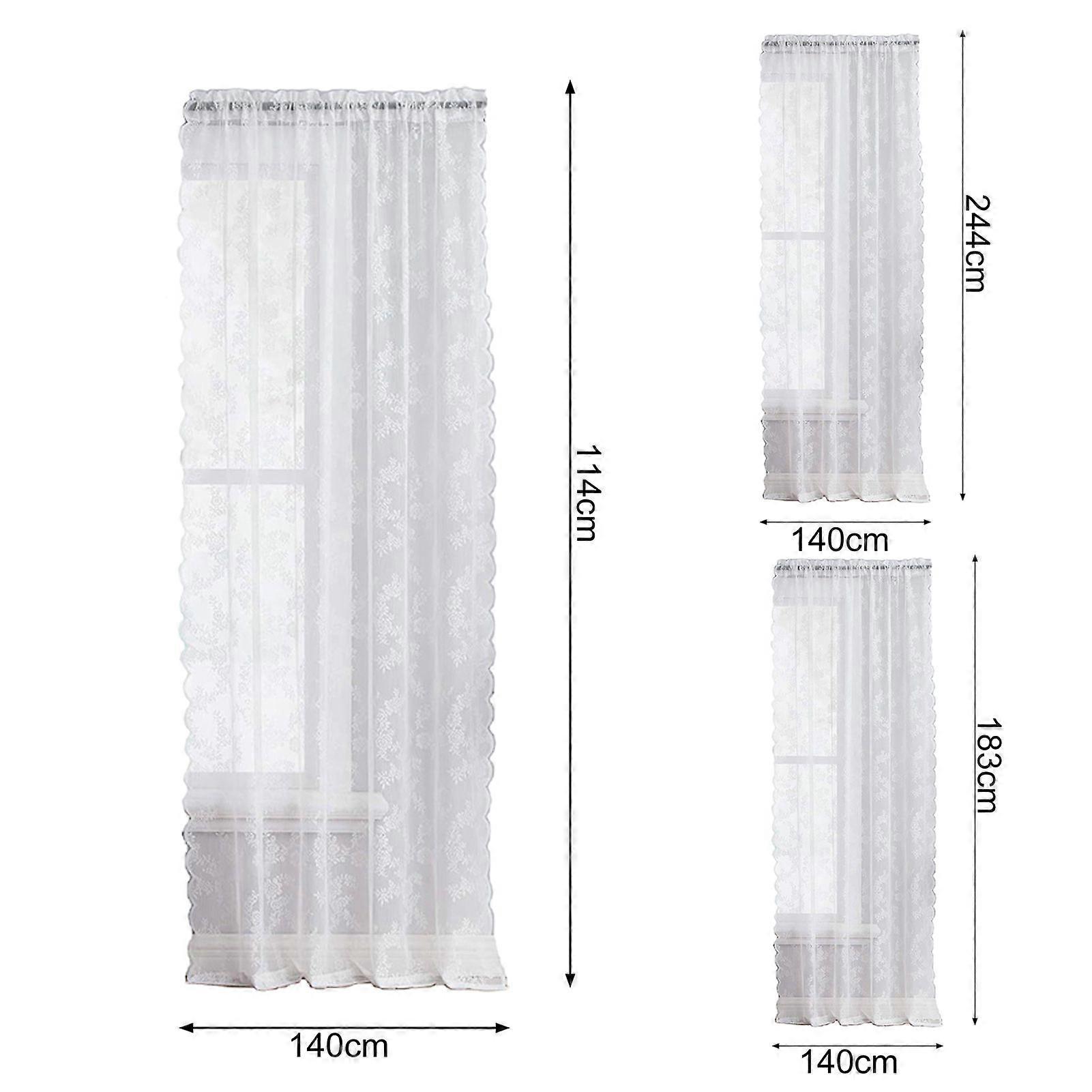 Sheer Lace Curtain Universal Easy to Install Vintage Floral Sheer