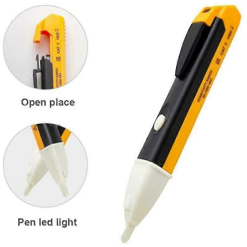 AC Voltage Tester 90-1000V Cat III 3 Non-Contact Electric Voltage Detector Pen with LED Warning Light, Voltage Tester and Detector