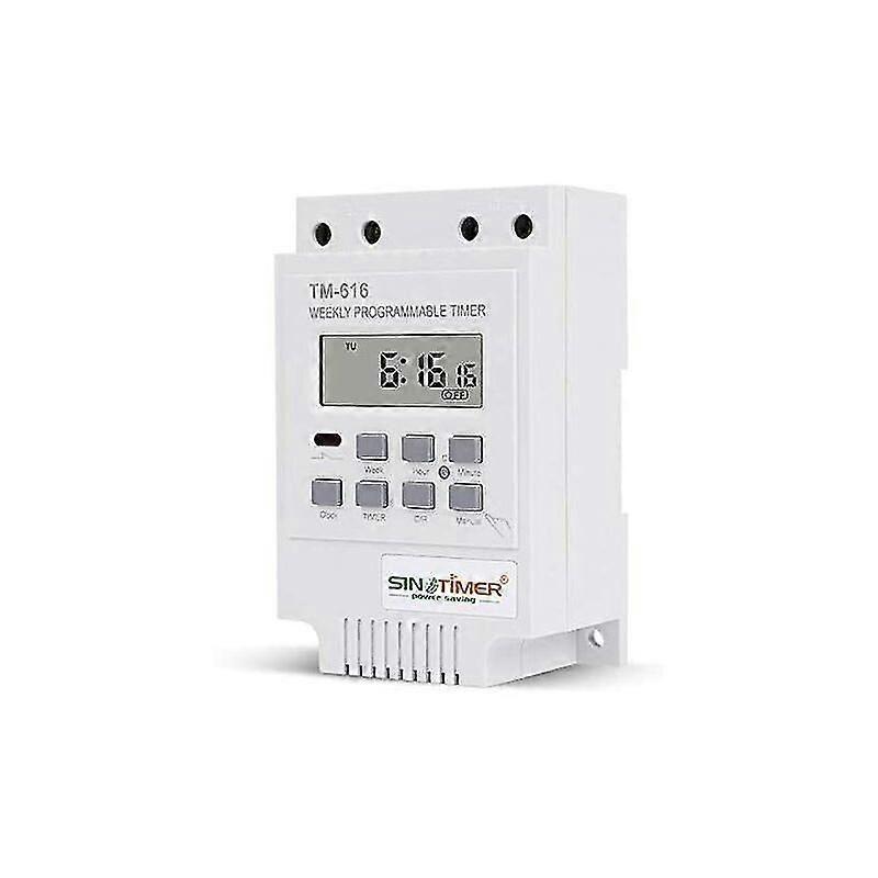 1x Tm616 Relay Switch Programmer, 12v Timer Schedule Electric Weekly Digital Timer Switch With Lcd Digital Display - White