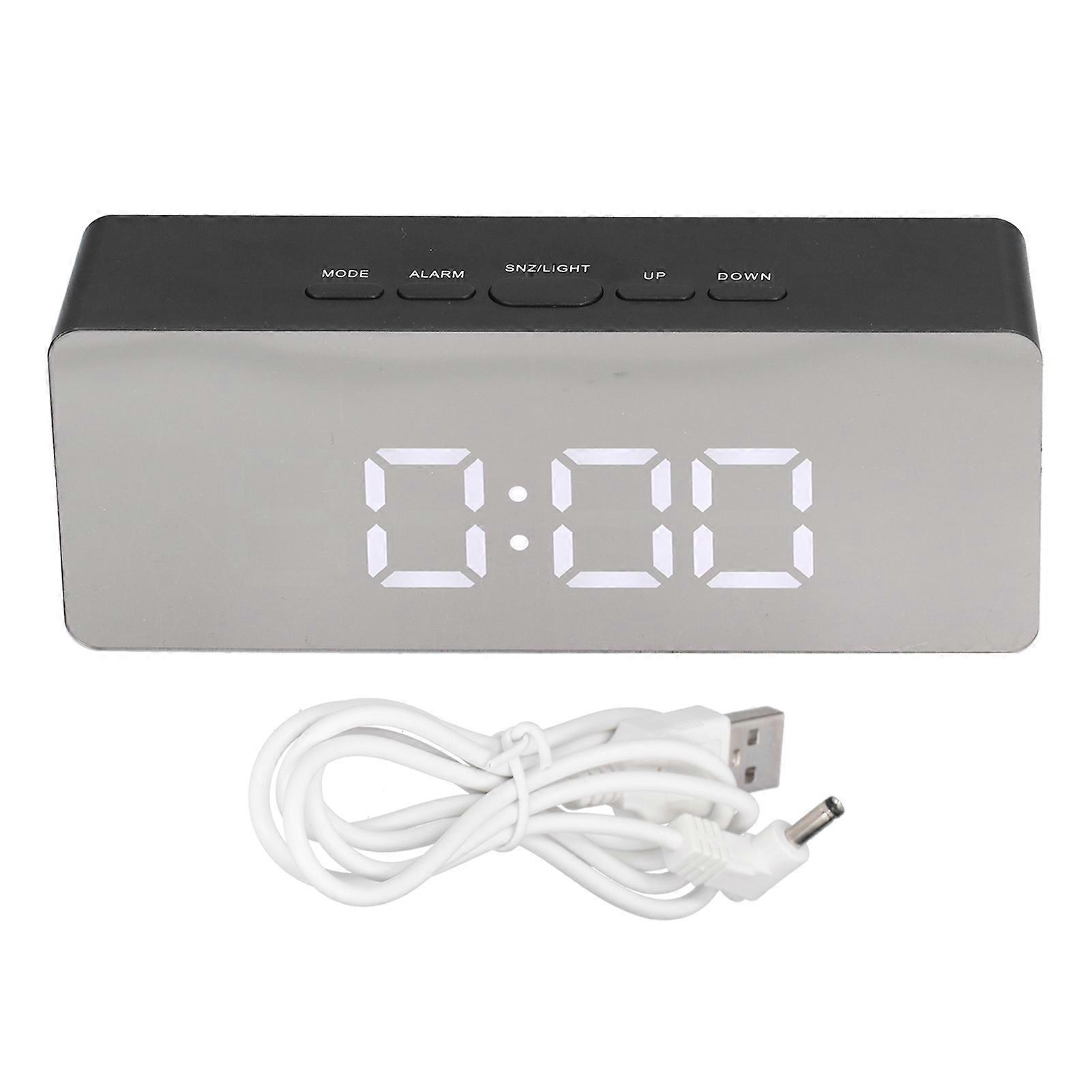 Mirror Alarm Clock Rectangular Digital Clock With Temperature Display 12/24H Bedroom Living Room Office Travel