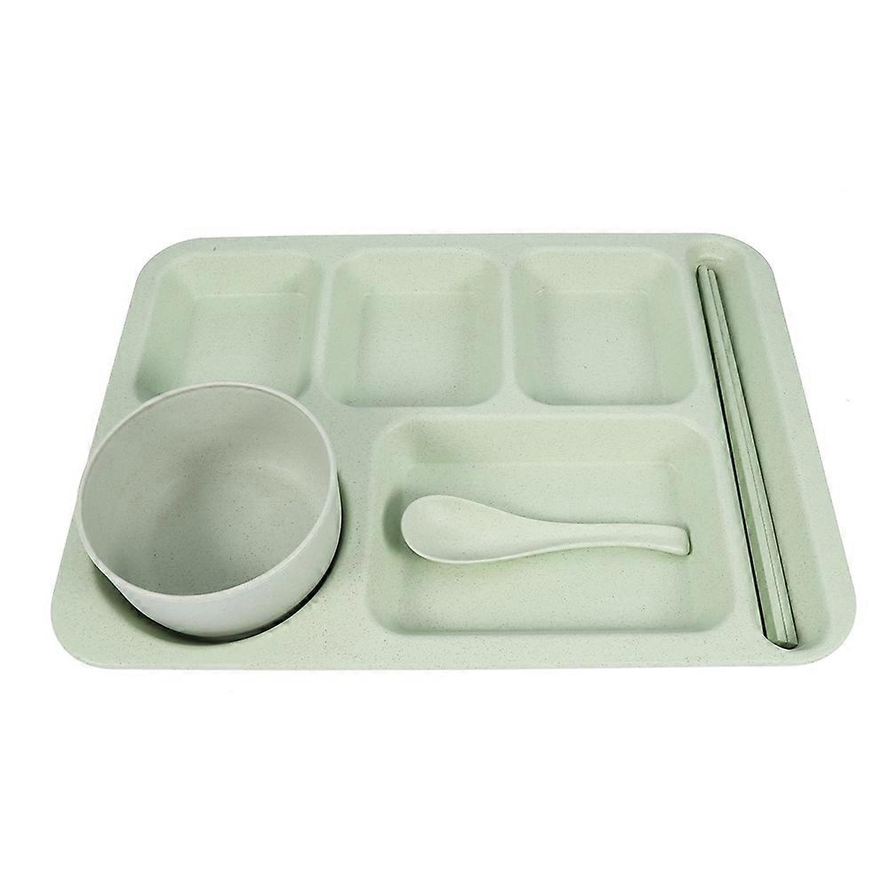 5-Sections Wheat Straw Divided Dinnerware Set, Eco Friendly, 5-Compartment Plate, Wheat Straw Fiber