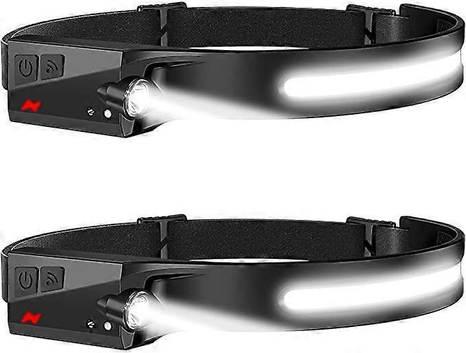 2 PCS Rechargeable LED Headlamp for Hiking, Waterproof, 3 Modes, Lightweight, Adjustable Strap
