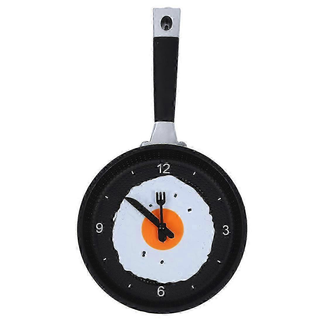 Frying Pan Clock with Fried Egg - Novelty Hanging Kitchen Cafe Wall Clock Kitchen - Green