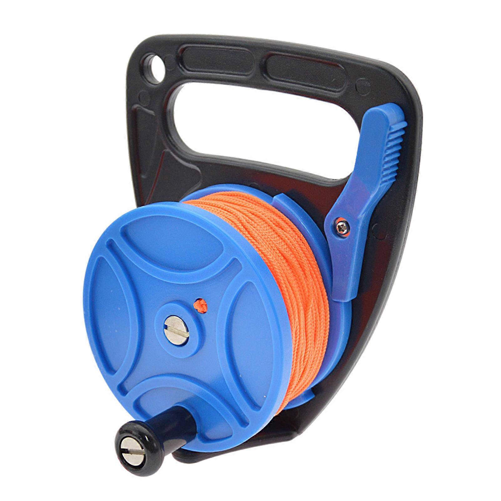 Scubas Diving Reel 83m/272ft Line Scubas Ratchets Dives Reel with Handle Stop Switches for for Underwater Activity Navy Blue