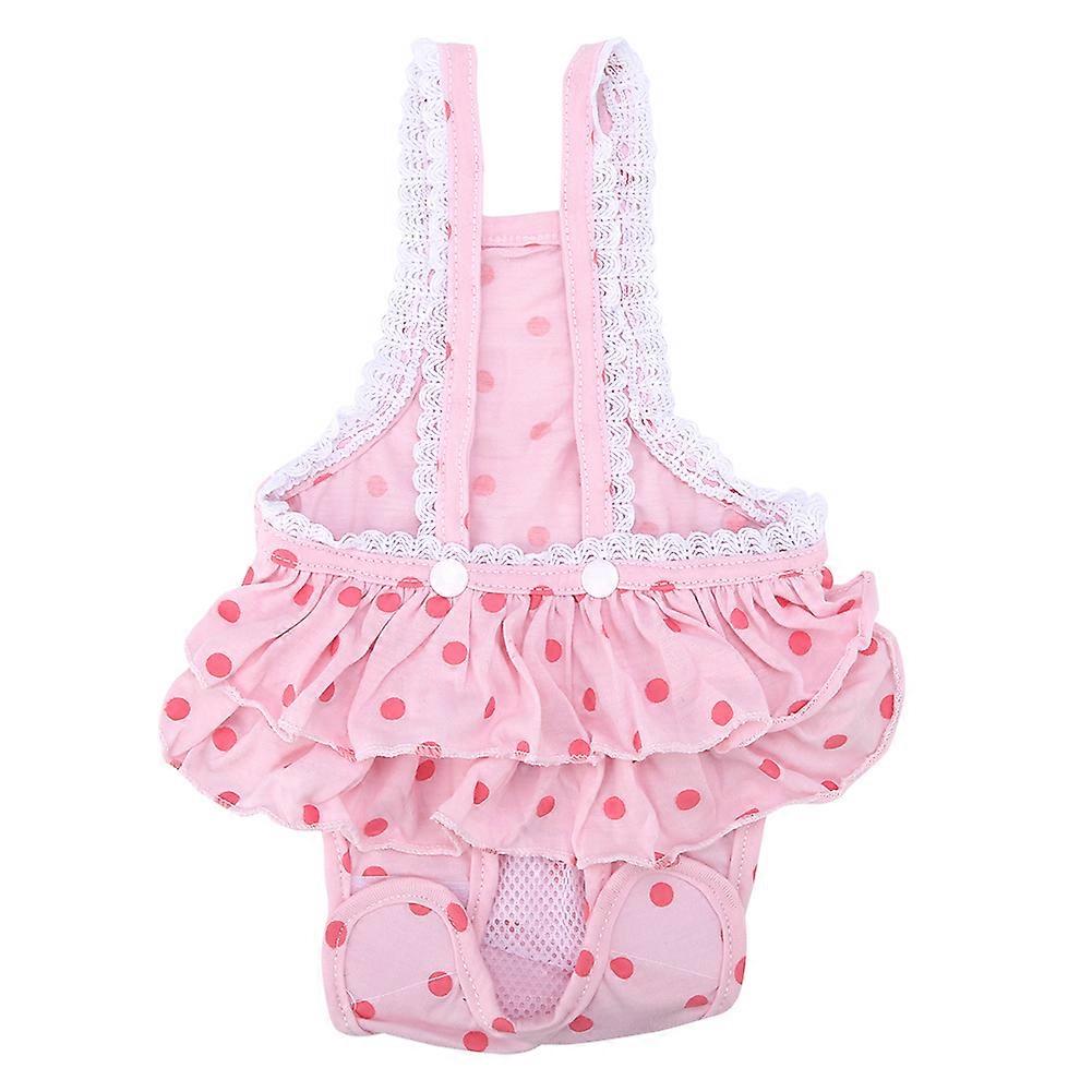 Cotton Breathable Menstrual Sanitary Pants for Dogs - Sweet Dots Design, Adjustable Suspender Style, Puppy Sizes Available