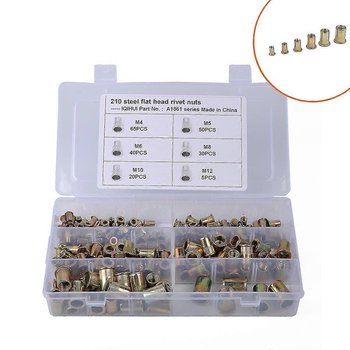 210Pcs color steel rivet nut m4 m5 m6 m8 m10 m12 combination rivet nut set