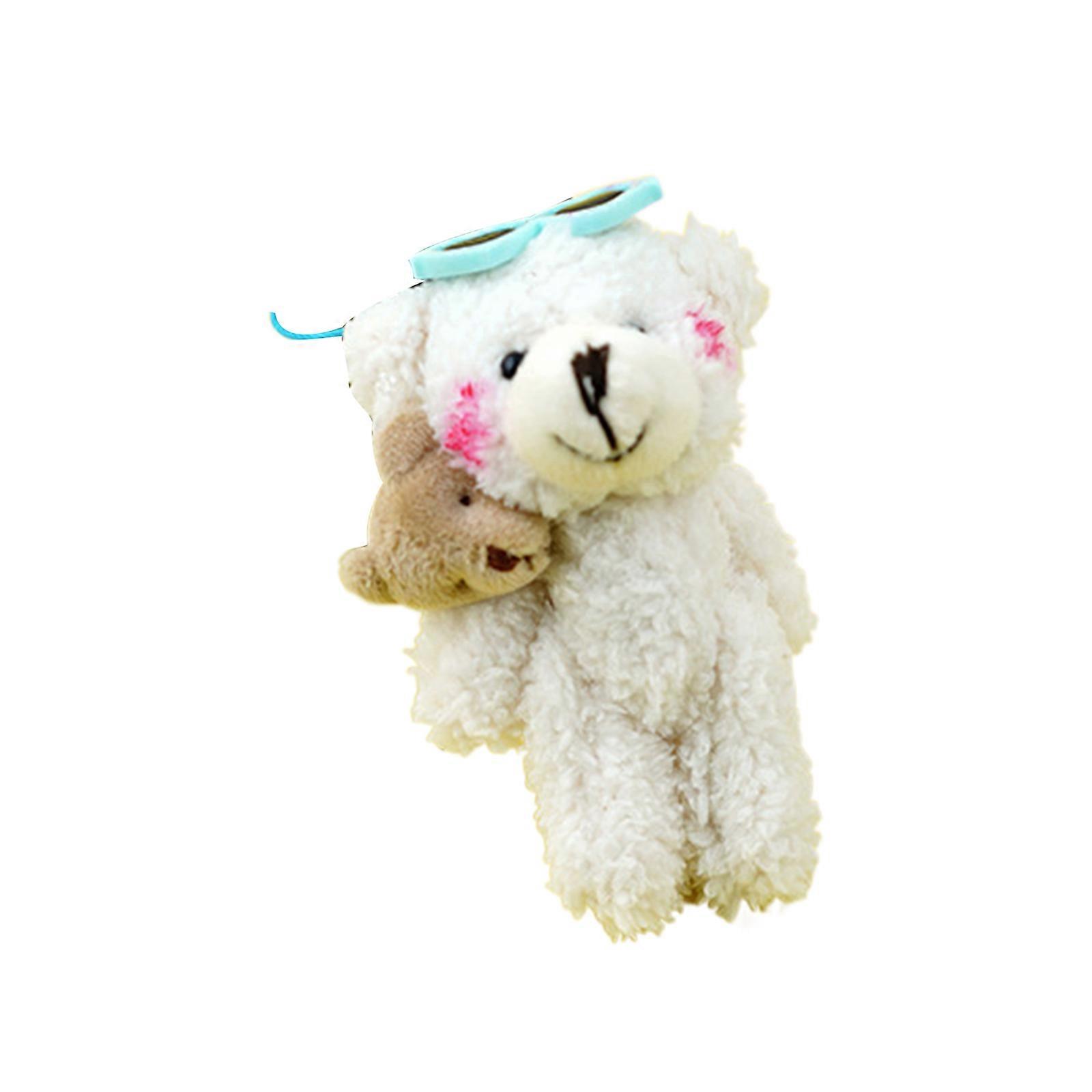 Kawaiis Fluff Stuffed Keychains Handmade Plushs Bear Keyrings Soft Cartoon Bear Pendants Versatile Bag Charm Accessory