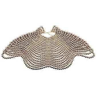 Luksuriøs Multi Strand Sjal Beaded Halskjede Kroppskjede Skulder Wrap med perler og dusker for stilig anledning Hvit