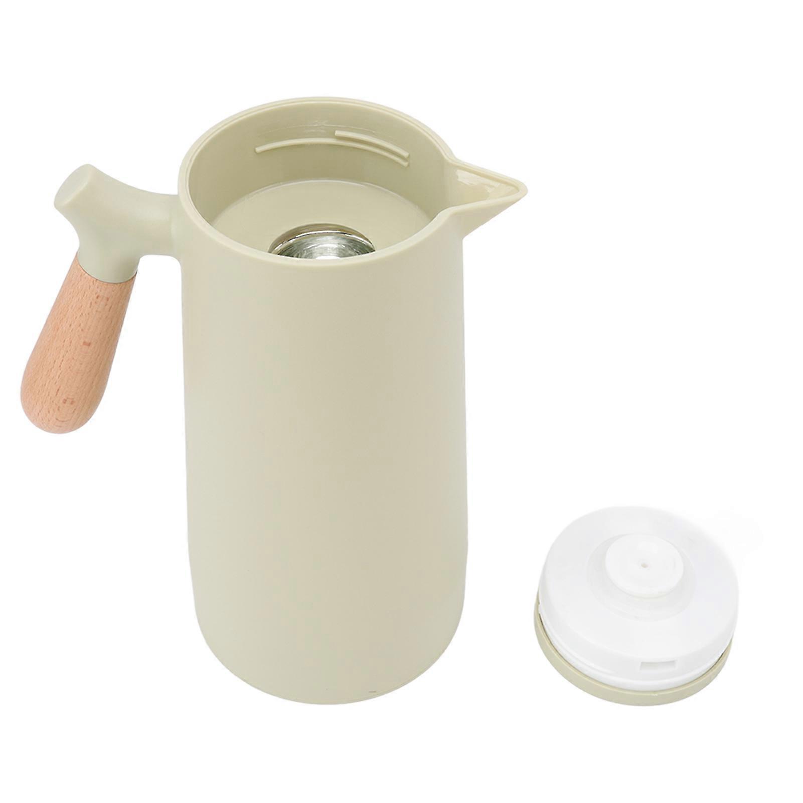 Carafe Simple Stylish Portable 1L Large Capacity Beech Wood Handle 12h Thermal Insulation Coffee Pot