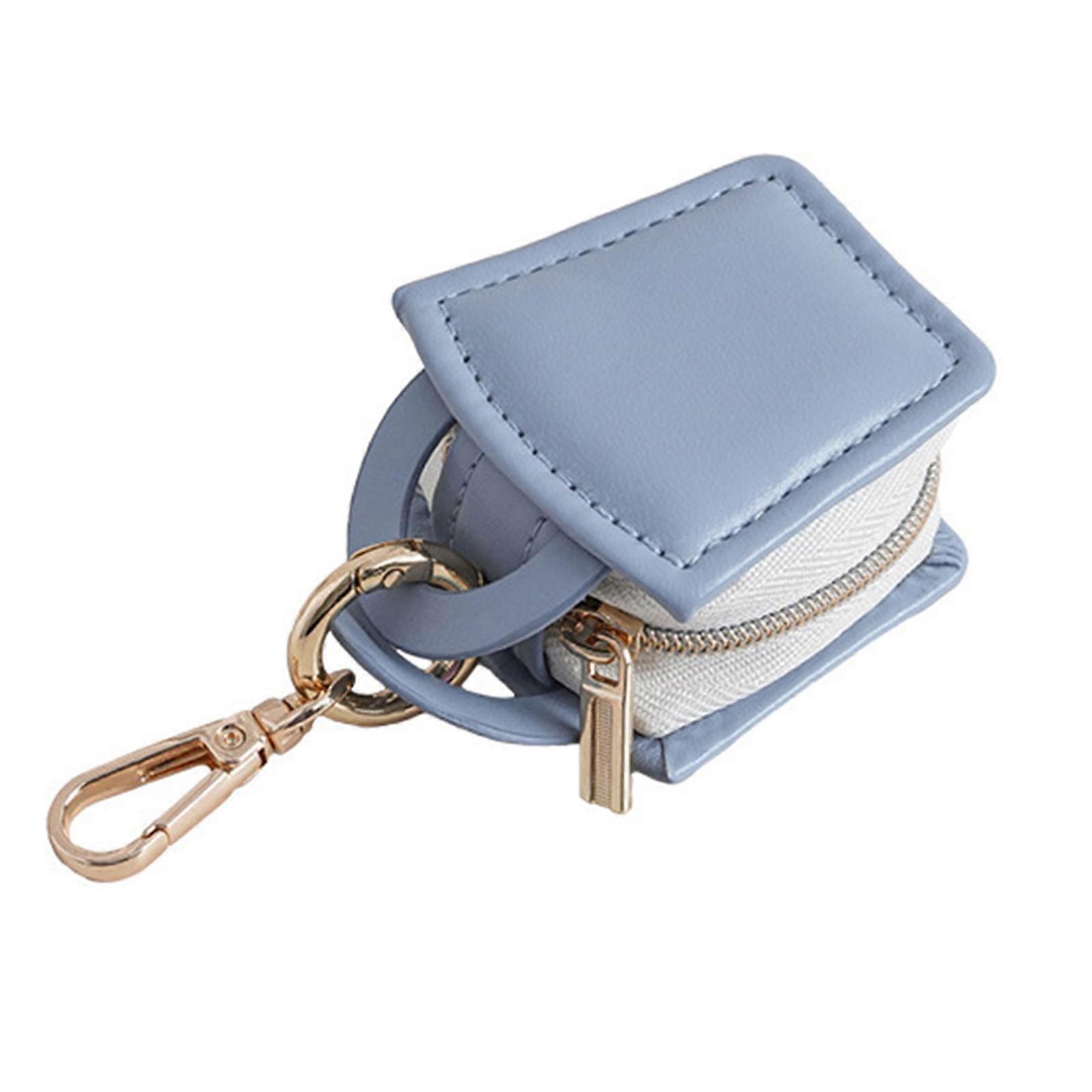 Travel Friendly Jewellery Organizer PU Leather Rings Box Jewelry Holder with Soft Inner Lining and Multiple Sections Fog Blue