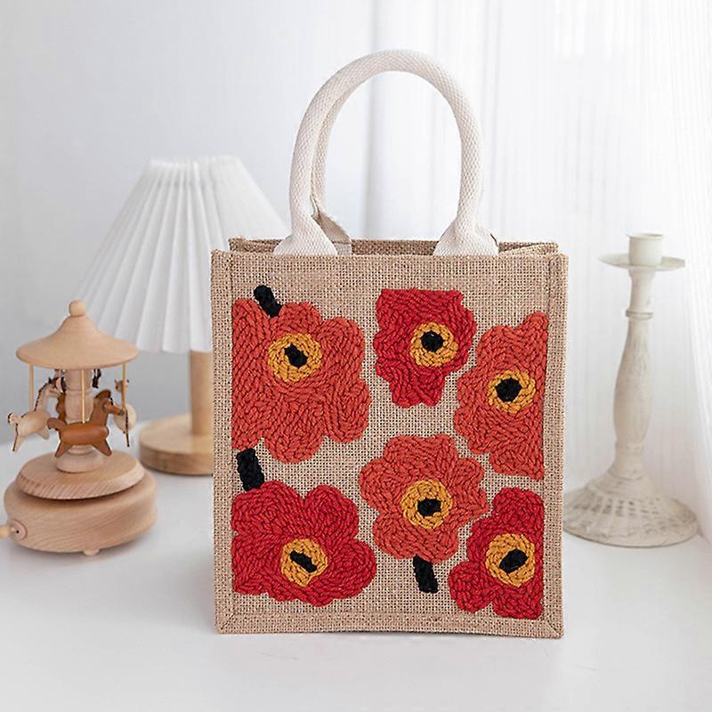 Sac à main en lin pour débutants Ensemble de broderie simple Ensemble de point de croix comprenant un sac de broderie imprimé