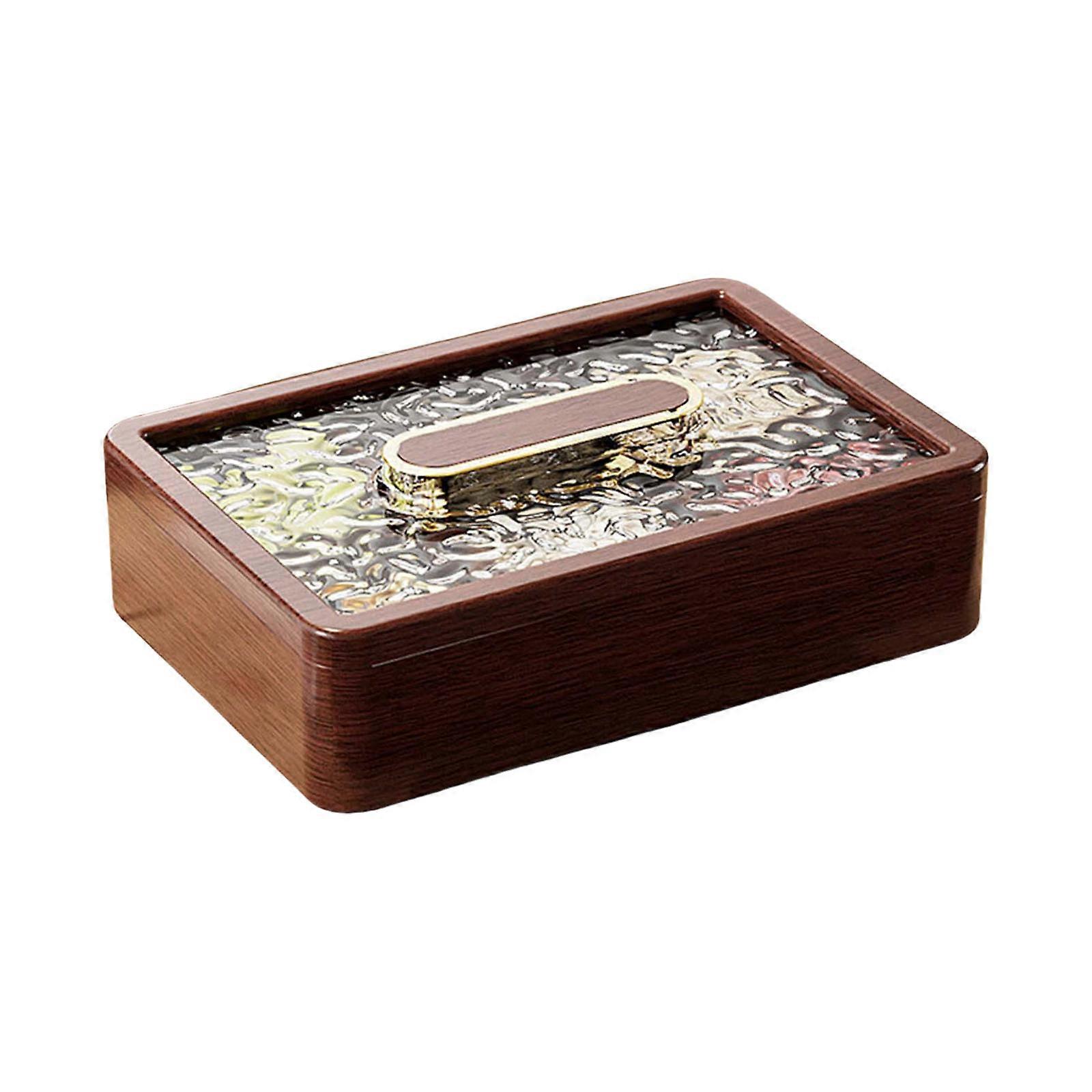 Wood Pattern Dry Fruit Serving Box Elegant Airtight Snacks Storage Container with Lid for Kitchen or Office Organization