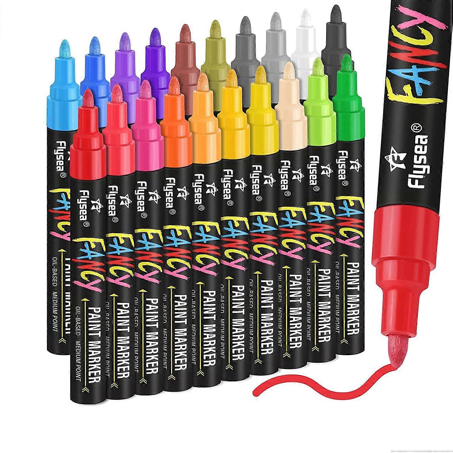 Paint Pens Paint Markers, 20 Colors Oil-Based Waterproof Paint Marker Pen Set, Never Fade Quick Dry