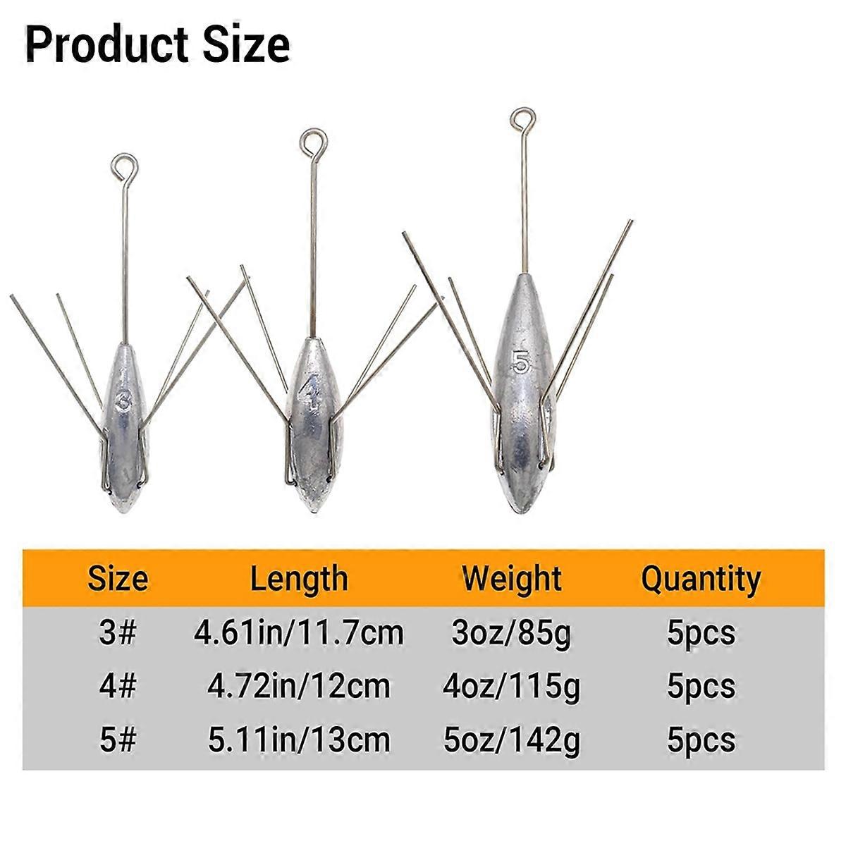 5 Plombs De Pêche Spoutnik En Plomb – Idéal Pour Le Surf-Casting, Poids Longue Taille Gris
