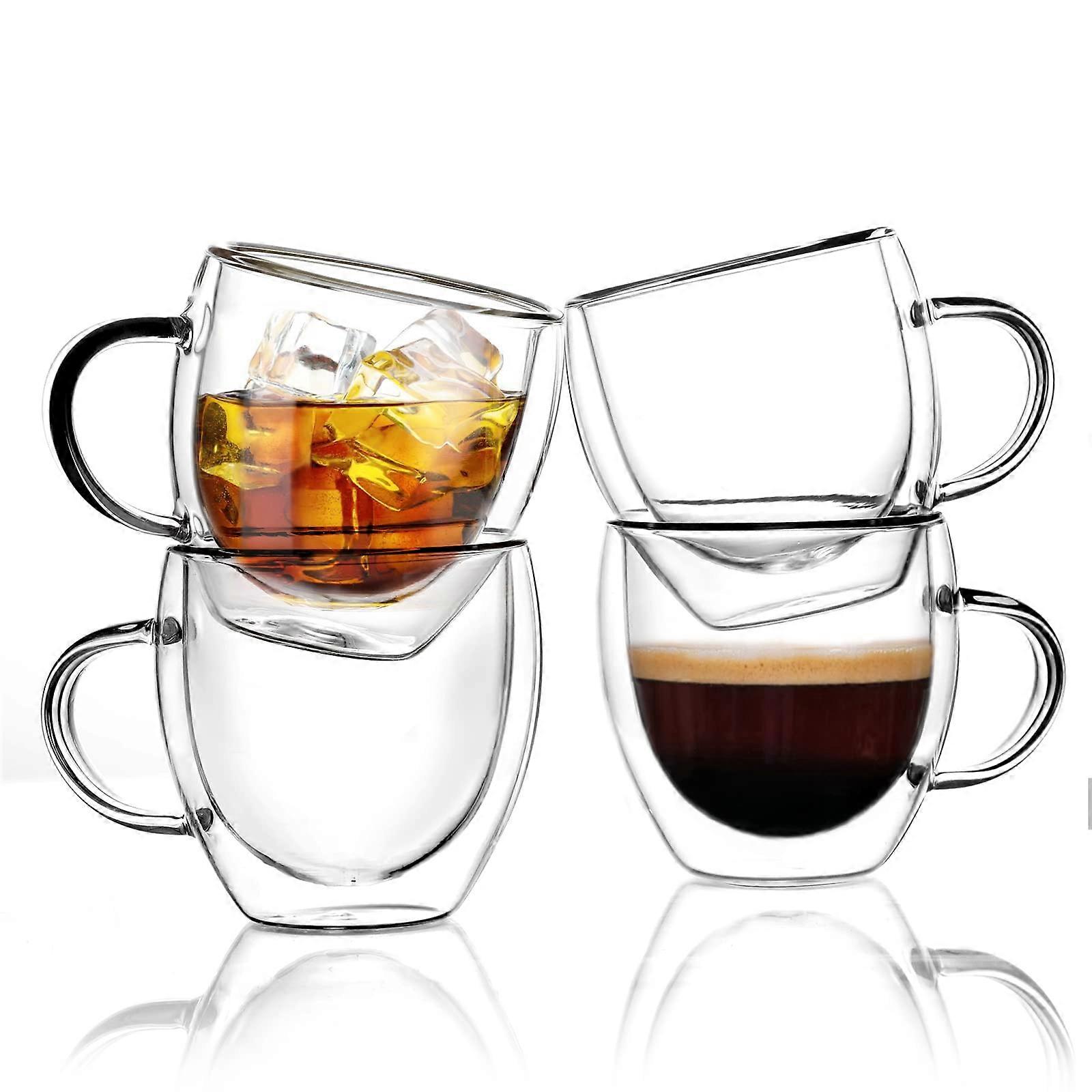 Double Wall Insulated Cups 4-Piece Set, 6 Oz Capacity, For Espresso Machine