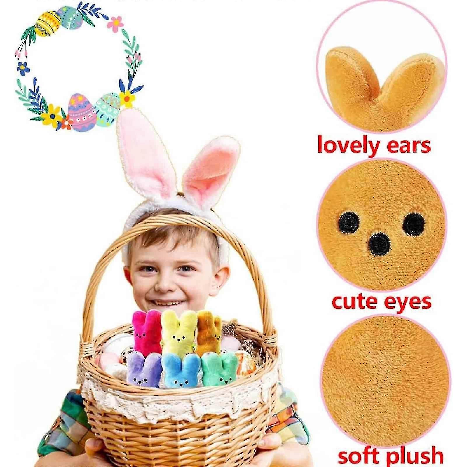 Easter Bunny Plush Cute Stuffed Animal Holding Easter Eggs Furry Rabbit Plush Gift Happy Easter Basket