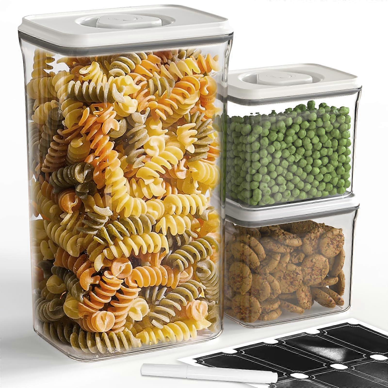 3 PCS Airtight Food Storage Containers for Kitchen Pantry Stackable Organizing Container for Cereal Snack Flour Sugar 0.75L+0.75L+3.2L