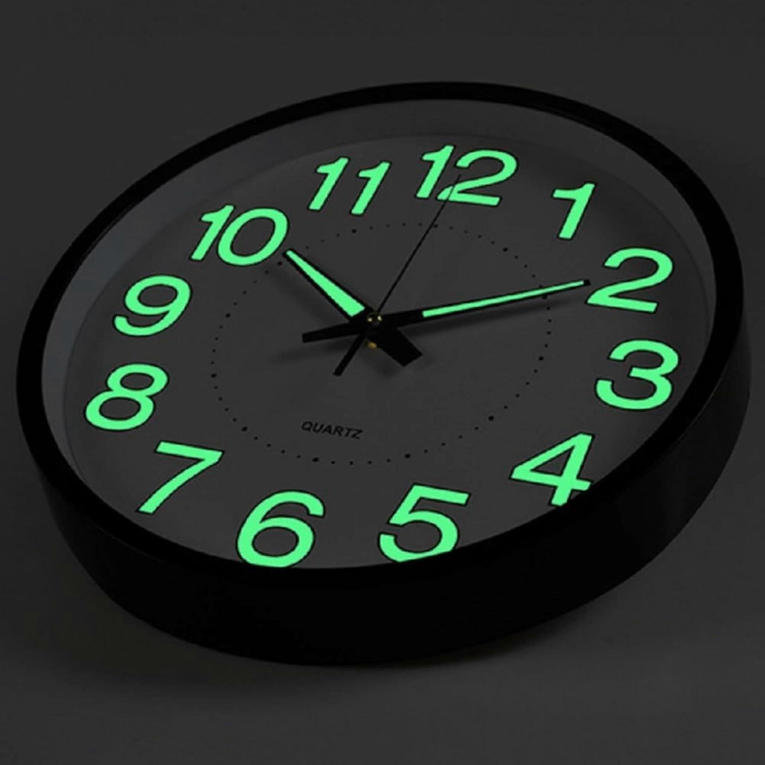 Silent non-ticking large luminous wall clock for day and night 12 inch