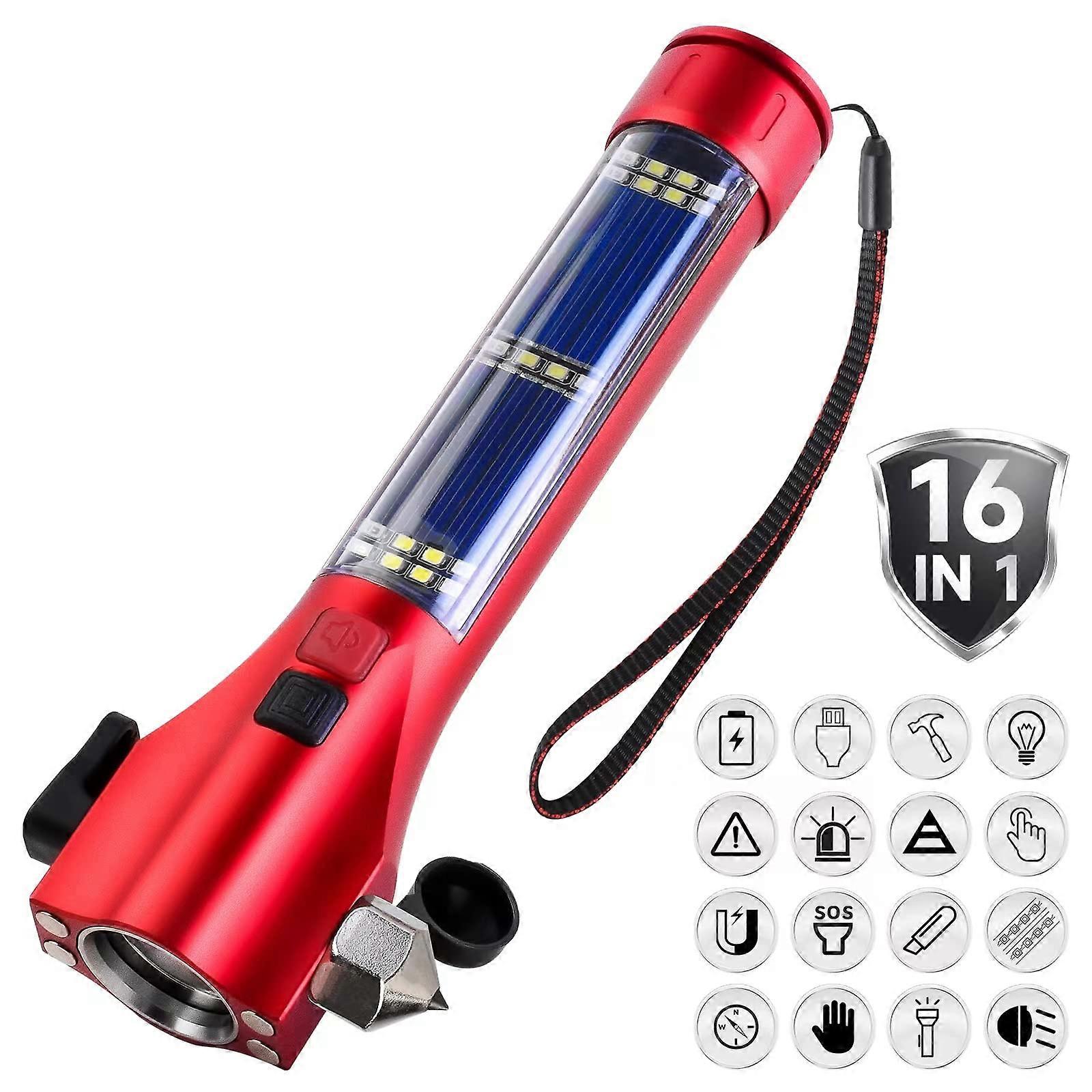 For emergencies car hand flashlights, glass seat crusher belt cutter multifunctional solar -energy