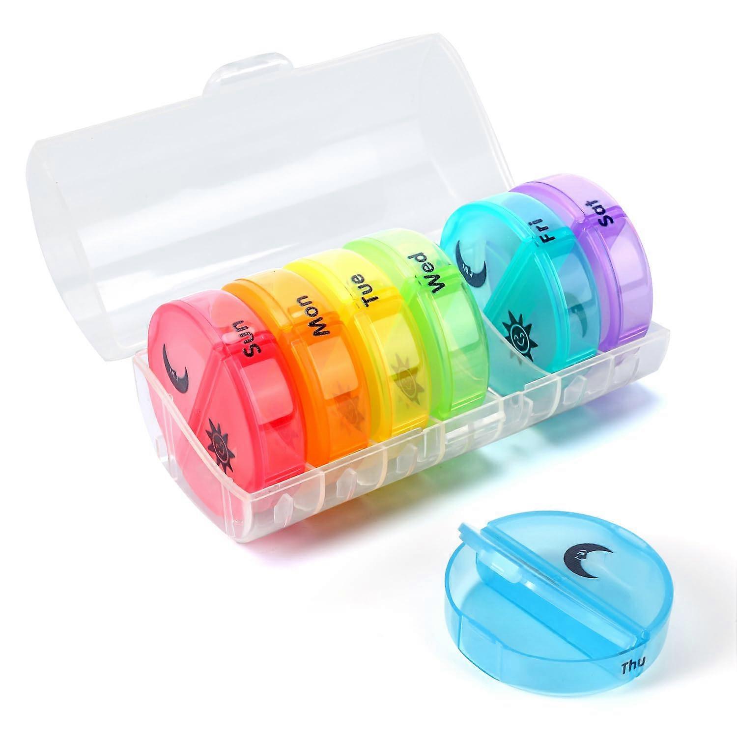 Weekly Pill Organizer 2 Times a Day, Travel Pill Box 7 Day, AM PM Twice a Day Pill Case