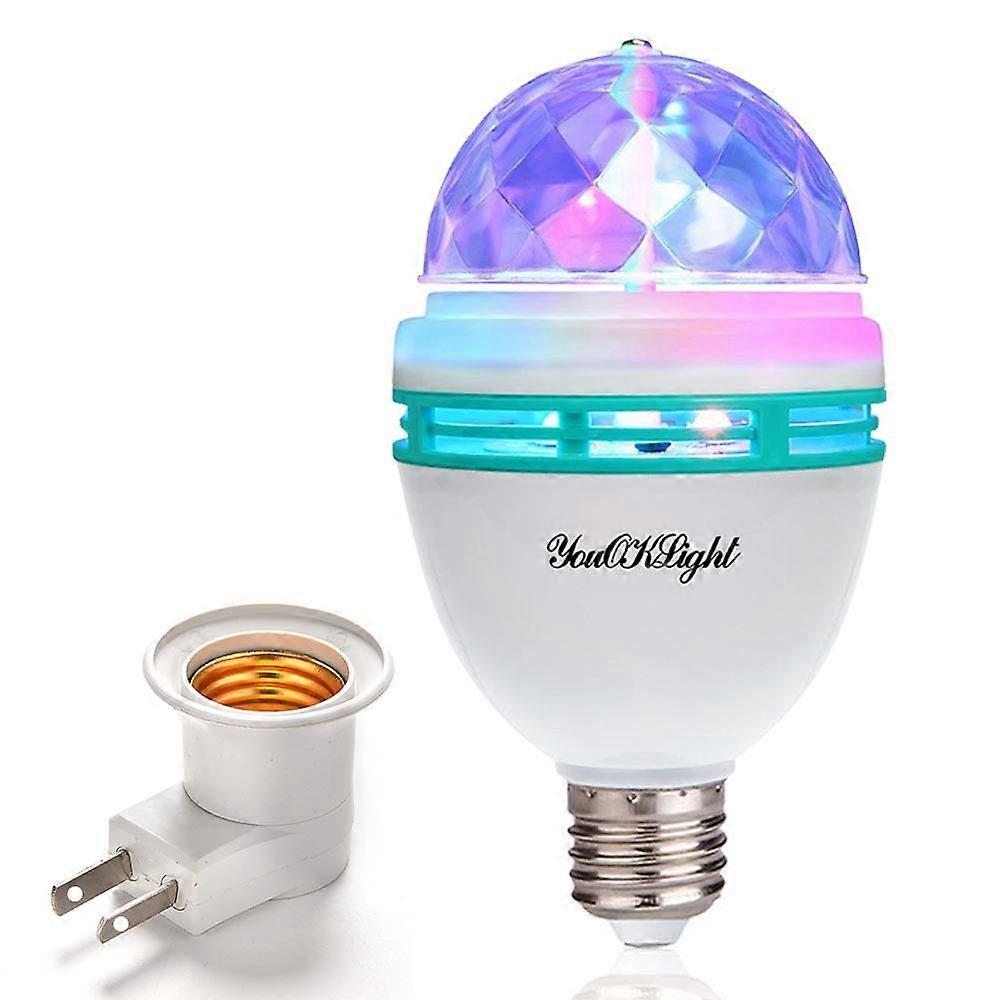 Youoklight E26 disco ampoule, rotating RGB disco ball light, LED Strobe amp Disco lights