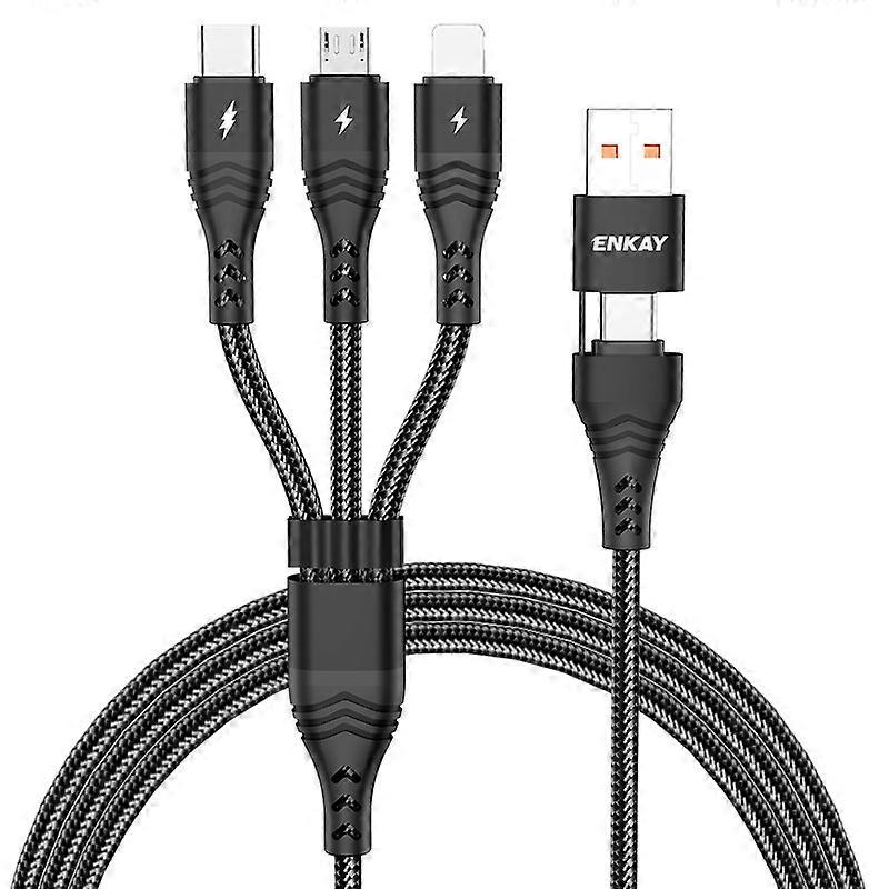 ENKAY 6-in-1 5A USB / Type-C to Type-C / 8 Pin / Micro USB Multifunction Fast Charging Cable, Cable Length:2m