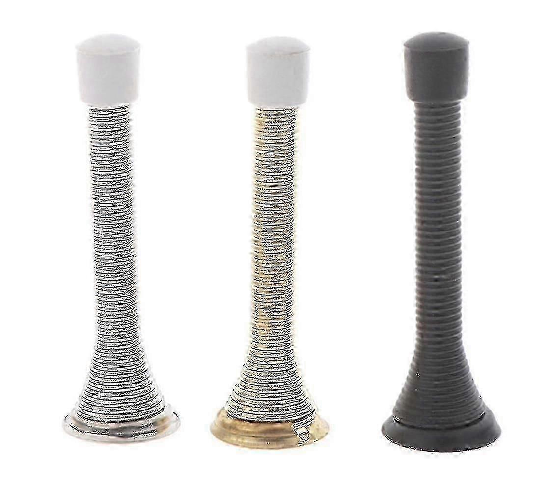 5 Pcs Chrome Black Spring Door Stops Stopper Spiral Bufferblack