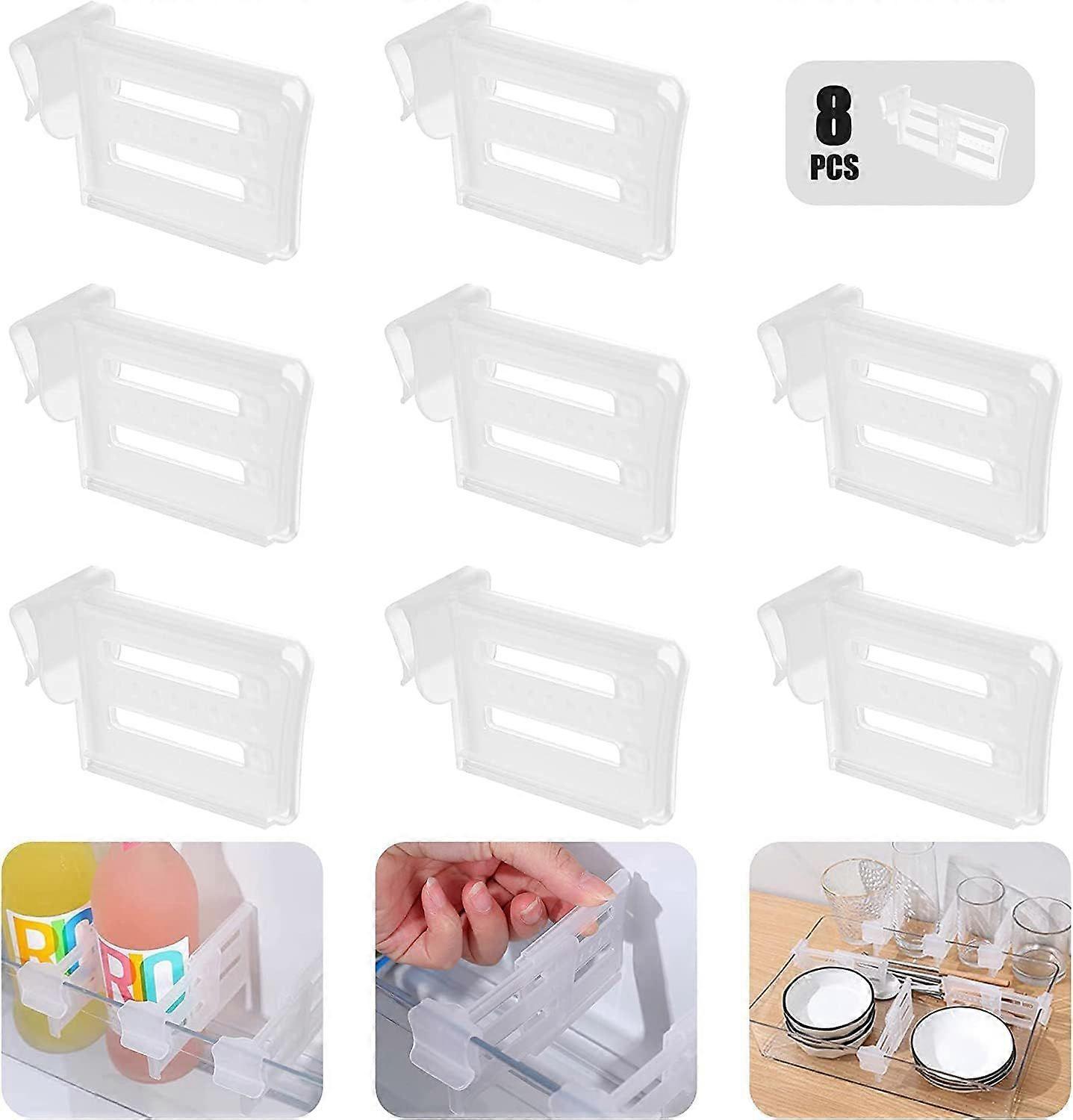 8pcs Kitchen Fridge Divider Dividers, Divider Shelf Storage Clips, Tidy Shelf Organizer, Space Dividers for Kitchen Supplies