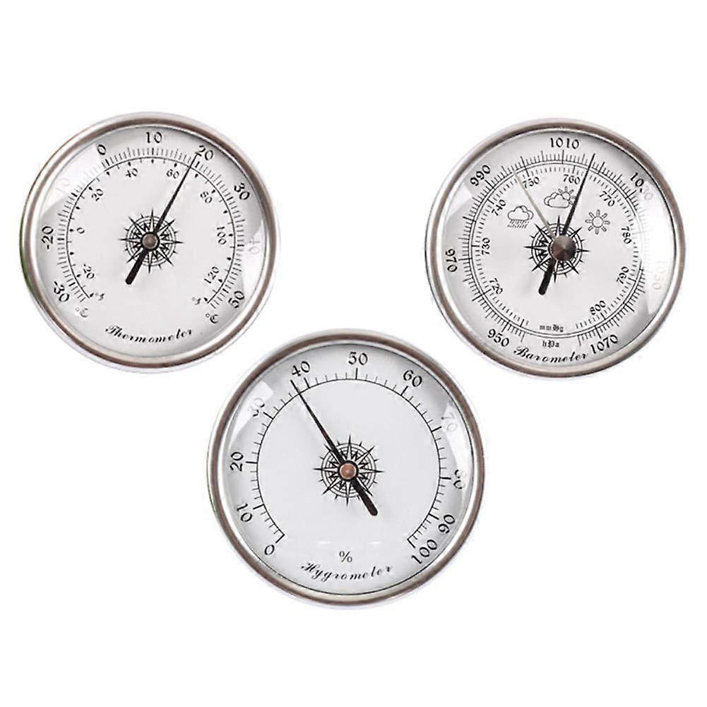 Barometer Thermometer Hygrometer Set of 3 Home Weather Instruments Silver Barometric Pressure Gauge Professional Quality