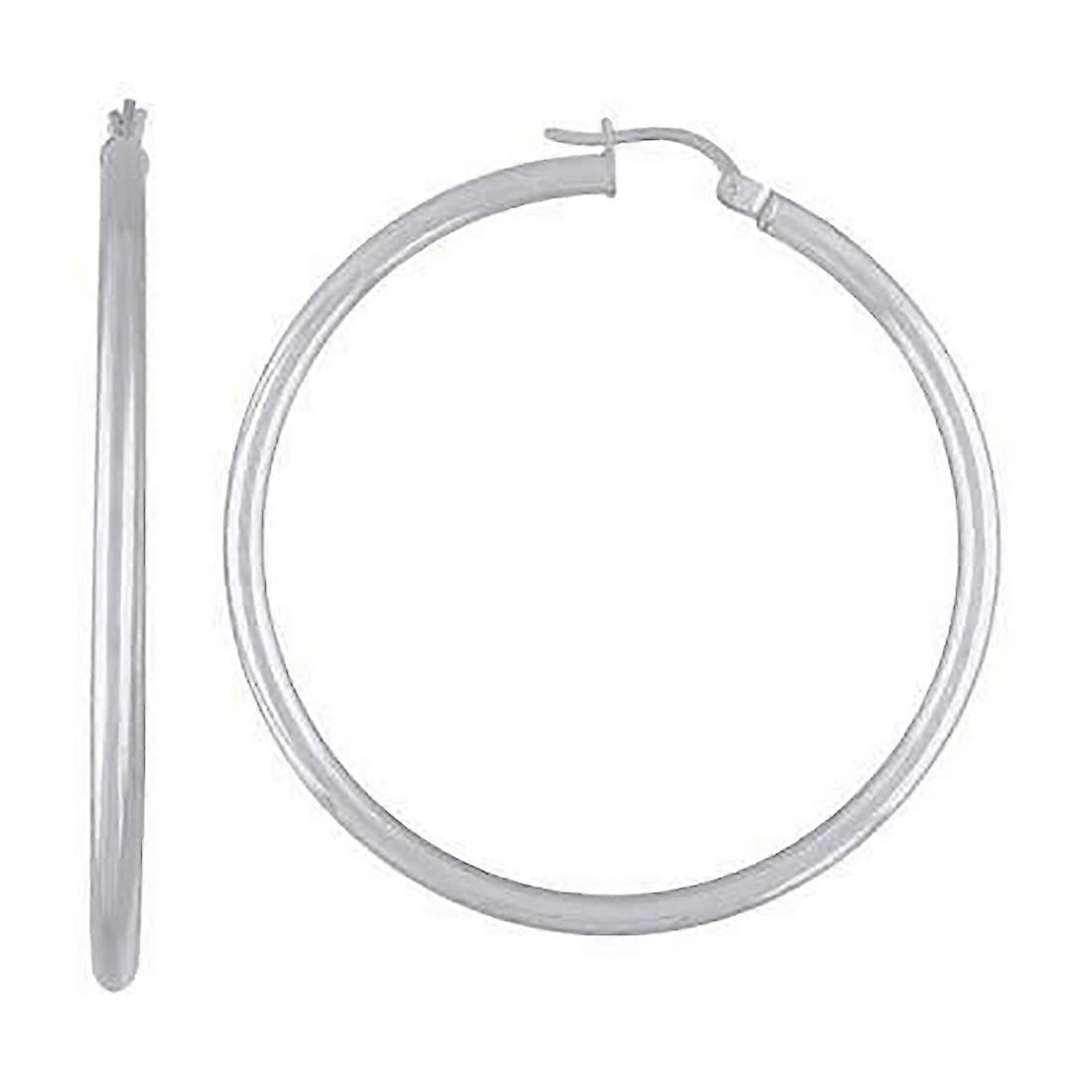 925スターリングシルバーレディースクラシックフープピアス50 x 2.5mm-女性用フープピアス - 6.2グラム