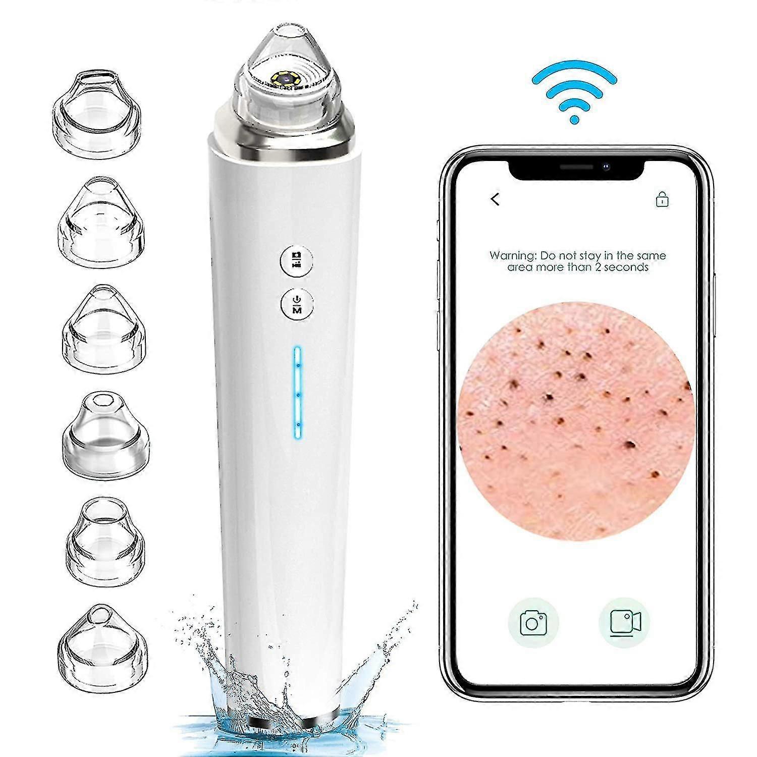 Green/white Upgraded Wifi Visible Facial Pore Cleanser With Hd Camera Pimple Acne Comedone Extractor Kit With 6 Suction Heads Usb Electric Black Head