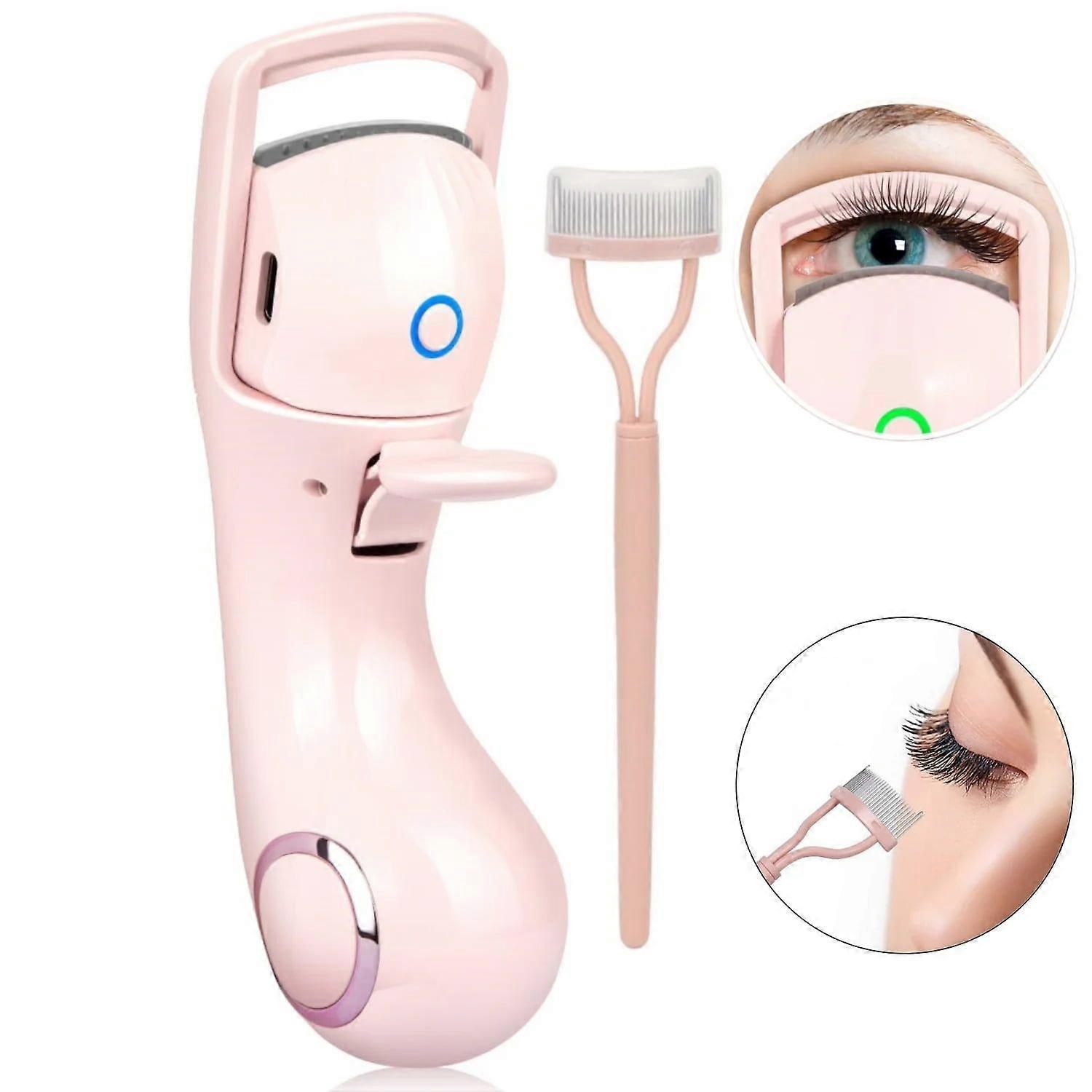 Electric Heated Eyelash Curler, Rechargeable Handheld Eyelash Curler, Long-Lasting Curl, Pink