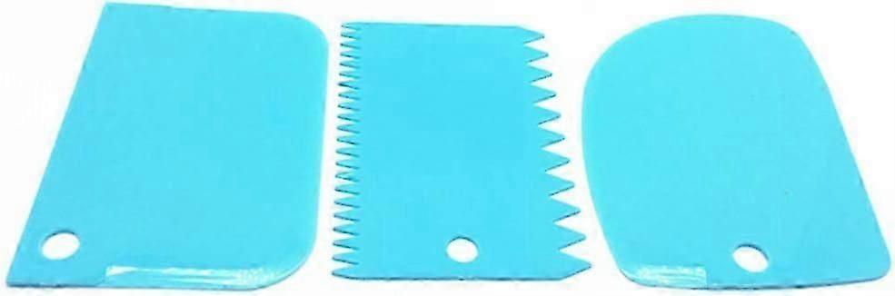 3 PCS Dough Scraper Bowl Scraper Cake Scraper Plastic Dough Cutter Serrated Edge Scraper Curved Edge Scraper Food Scraper for Bread Dough Cake, Blue