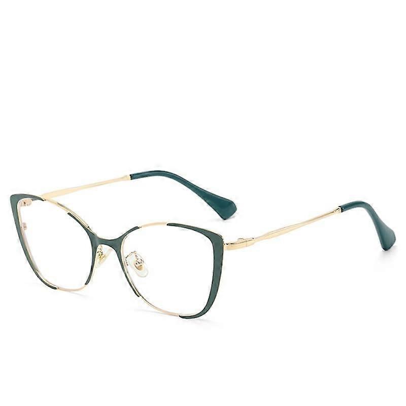 Unbreakable Eyeglasses Large Reading Glasses Anti Eyestrain Computer Readers Blue Light Blocking Flat Light Mirror (Color : GreenGolden, Size : 200)