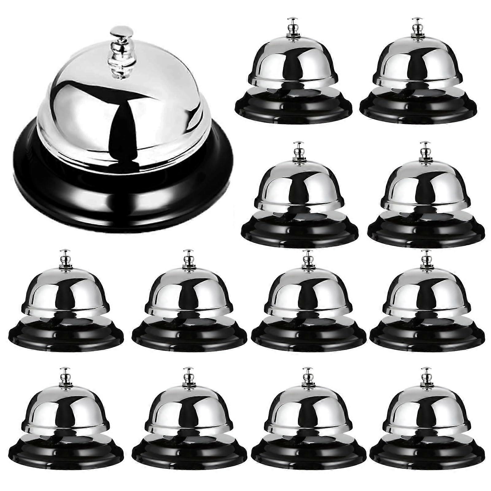 12 Pack Call Bell 3.35 Inch Diameter, Metal AntiRust, Desk Bell for Hotels, Schools, Restaurants (Silver)