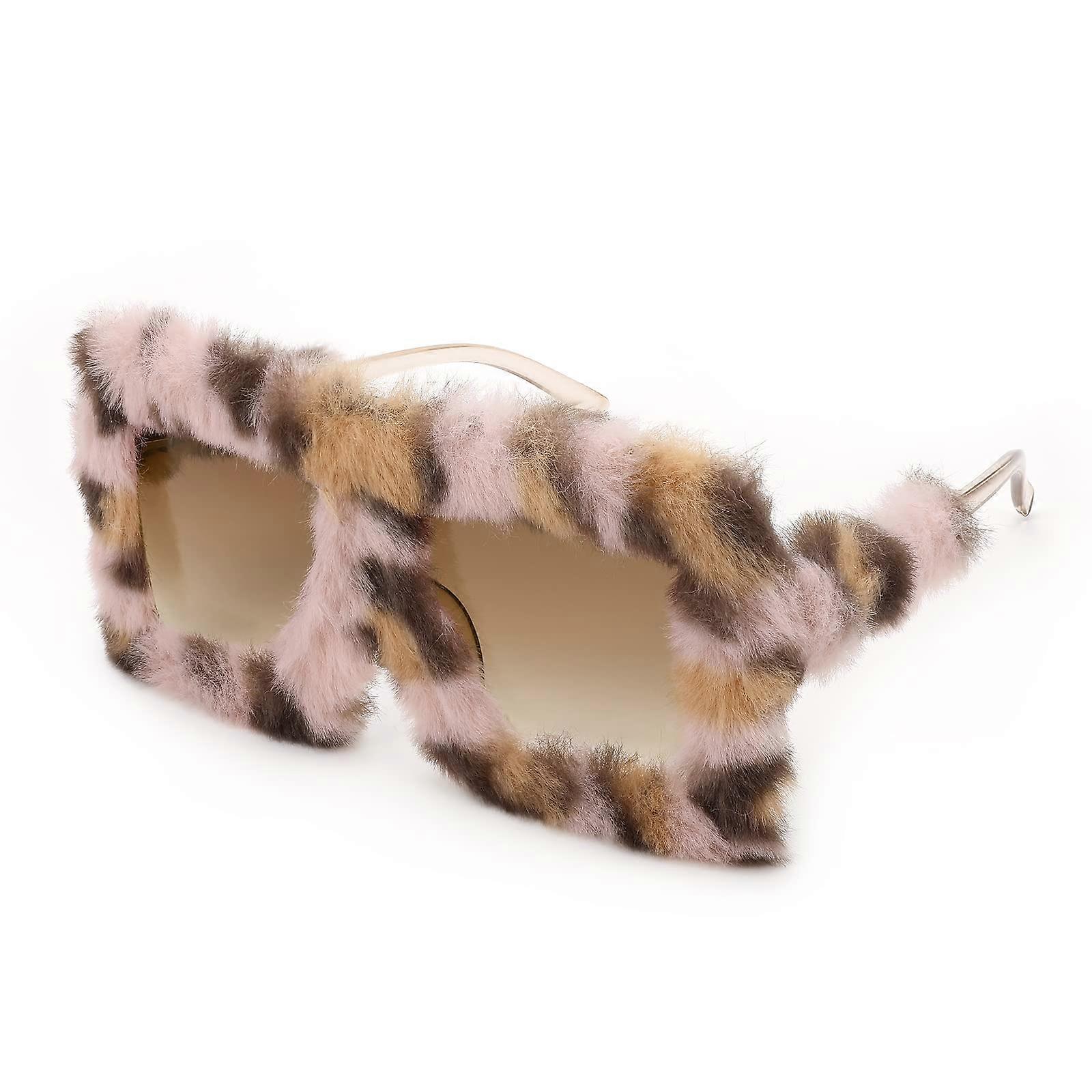 Plush Fuzzy Flat Top Large Square Shades Soft Velvet Punk Style Eyewear for Parties and Fashion Events