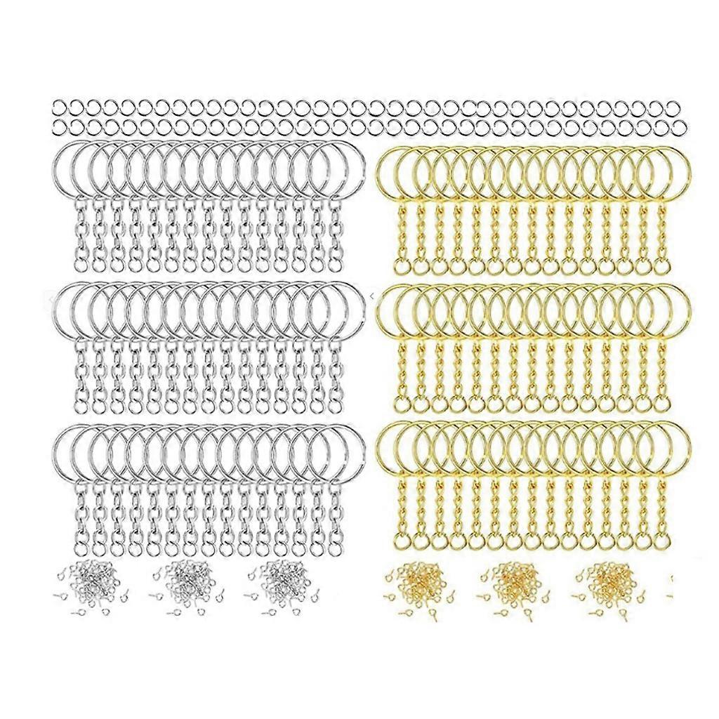 300Pcs Metal for Key Chain DIY Making Rings Kit with Flat for Key Rings Open Jump Rings Metal Split Ring Keys Organizer