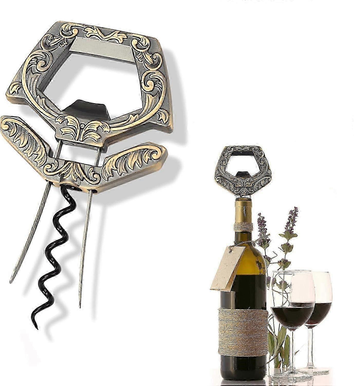 3 in 1 Ah So Two Prong Wine Opener & Cork Remover,It Can Remove The Older and Fragile Wine Corks so Easy for Connoisseurs to Uncork