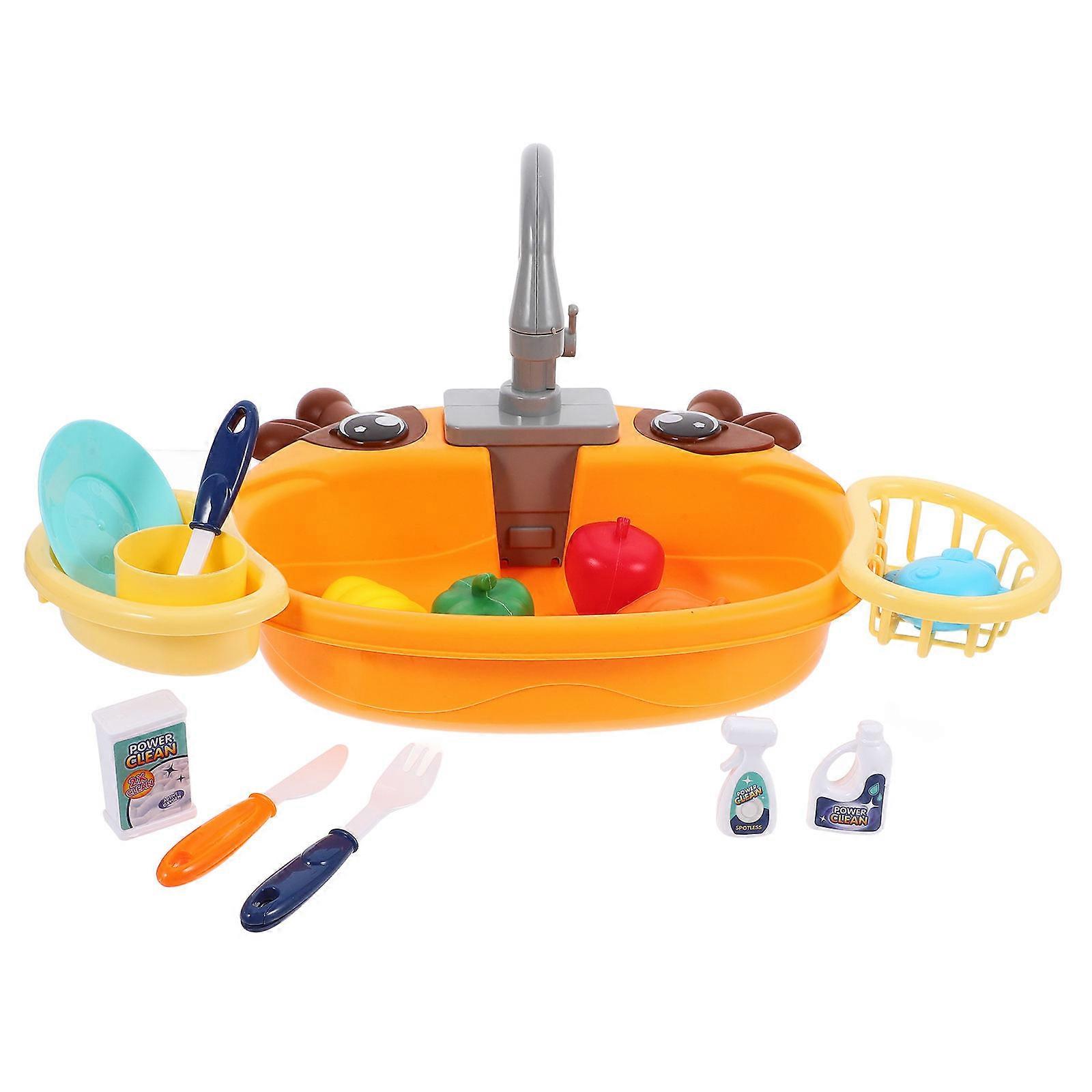 Upgraded Kitchen Sink with Running Water for Safe Pretend Play – Automatic Water Circulation and Realistic Faucet for Role Play Dishwashing