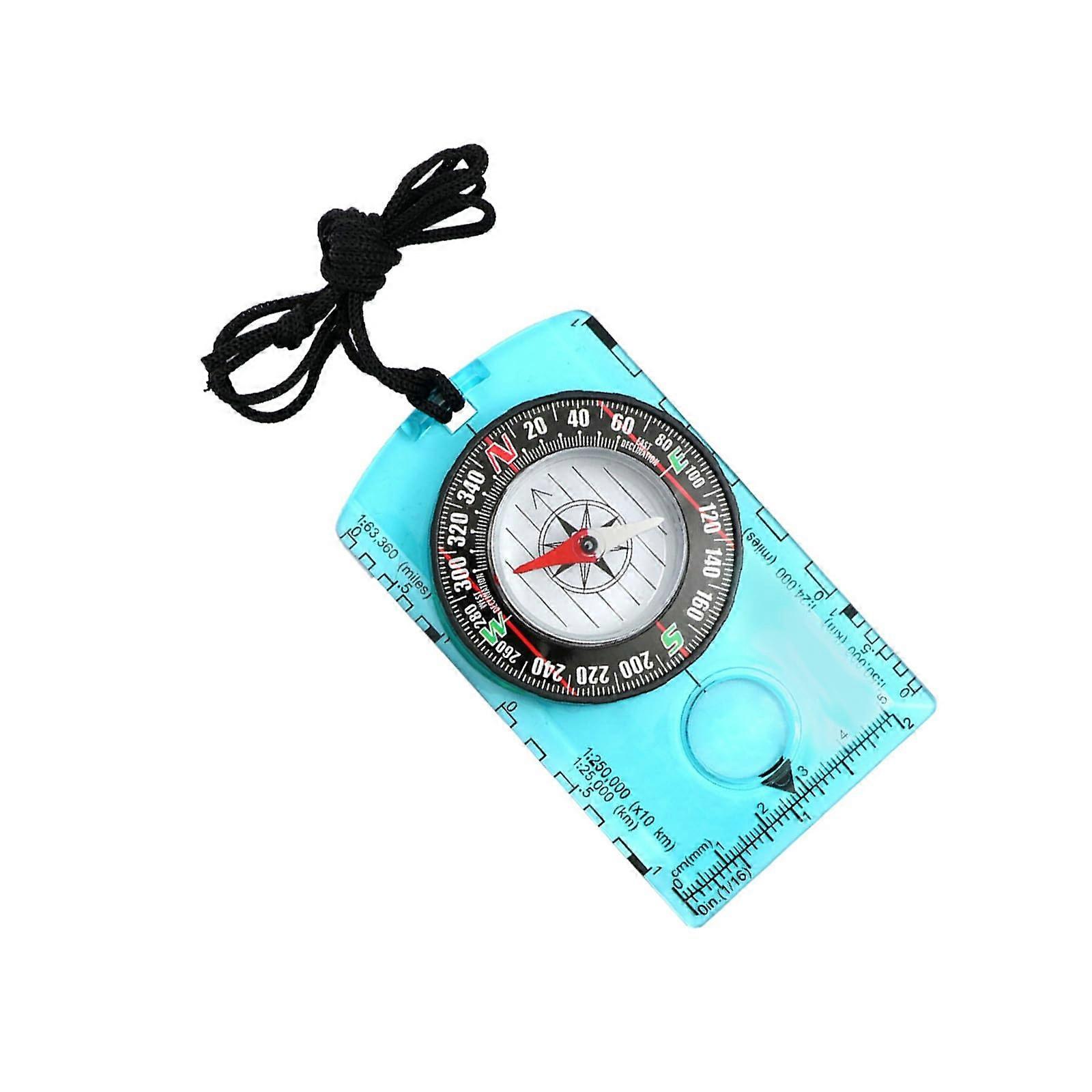 Compass Base Plate with Scales Ruler, Accurate Navigation Compass for Backpacking, Camping, Survival, Blue