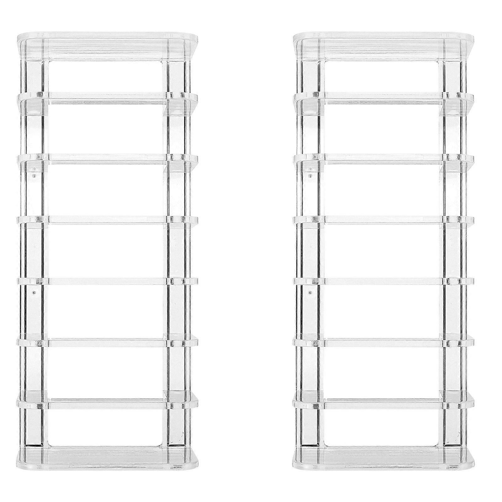 Transparent Acrylic Eyeshadow Storage Holder with Multigrid Design for Neat Cosmetics Display 2Pcs